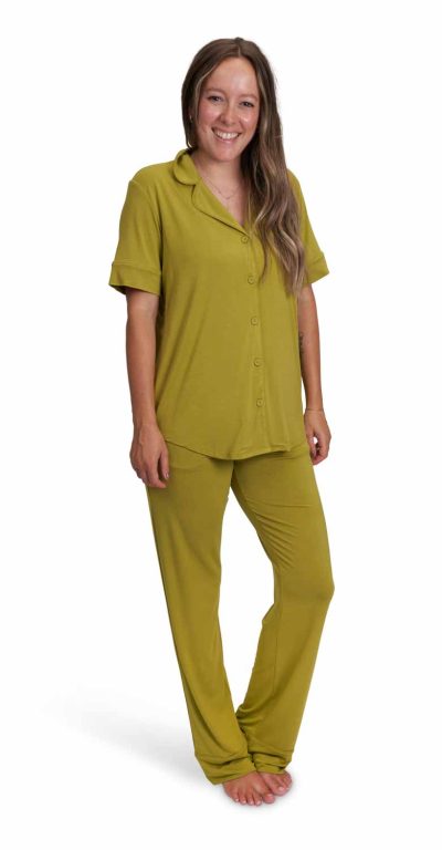 Womens Button Down Short Sleeve & Pant Set